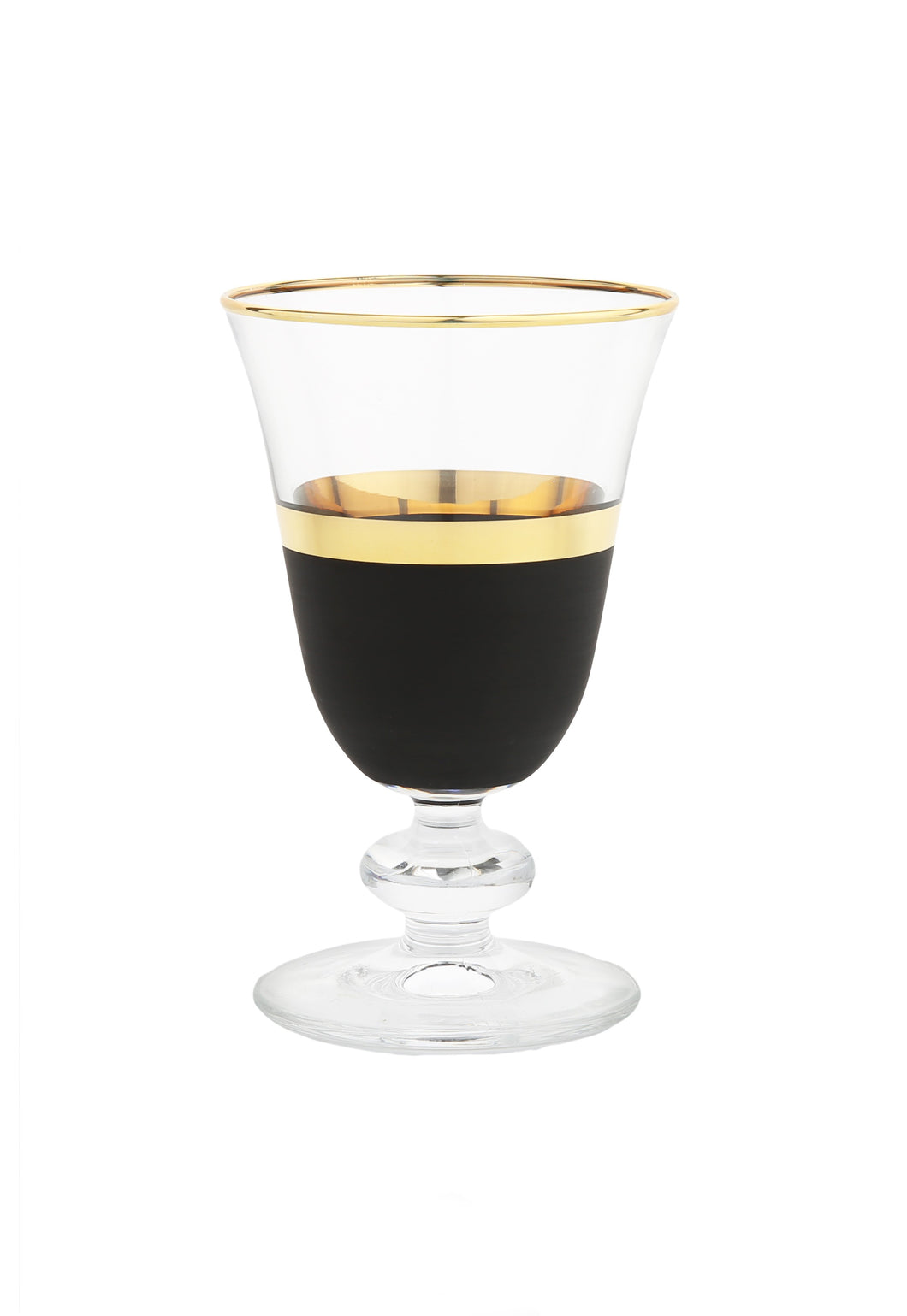 GWG2059 Short Stem Glasses with Bladk and Gold Design