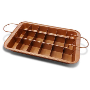 2Pc Copper Brownie Pan 8" W/ Helper Handles