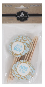 18 Piece  Blue Round "Its A Boy" Toothpicks For Cake Decarotion