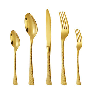 FSLM-1835G TAJ Hammered Flatware Gold Service For 4