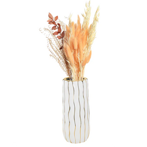 J-PVLS-WHT/GD-S PORCELAIN STRAIGHT VASE W GOLD LINE SML