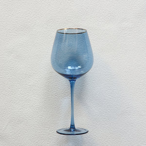 VD-P27-BL Platinum, Blue with Gold Rim, Wine Glass, 27 oz