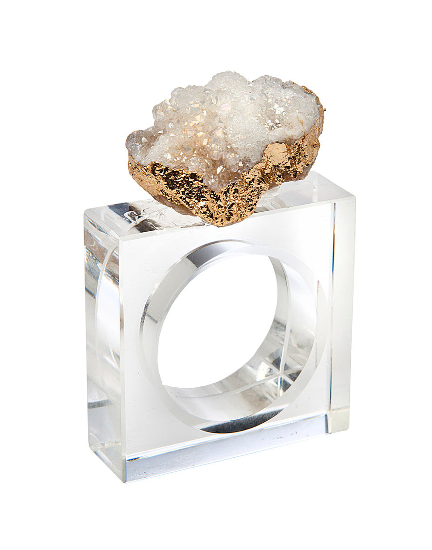 45098 S4 WHITE GEODE NAPKIN RINGS