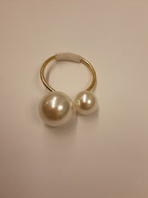 Load image into Gallery viewer, TAJ Designs 2 White Pearls  Gold Napkin Ring
