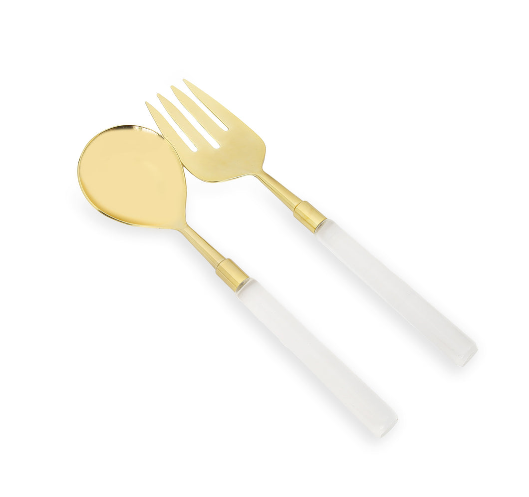 SS2160 Set of 2 Gold Salad Severs with Acrylic Handles