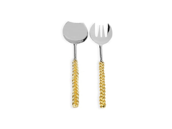 GCT2123 Set of 2 Salad Servers with Gold Twisted Handles