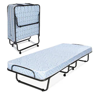 GSM504 Folding Bed Cot W/ 3 Inch Foam Mattress, Small Wheels 36 x 78