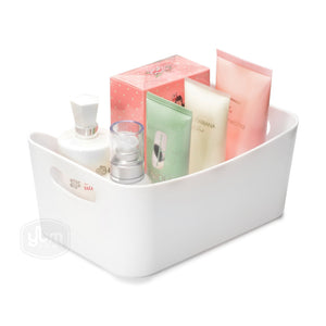 Open Storage Bin Small White Small Size Measures: 9.4 in. L x 6.6 in. W x 4 in. H