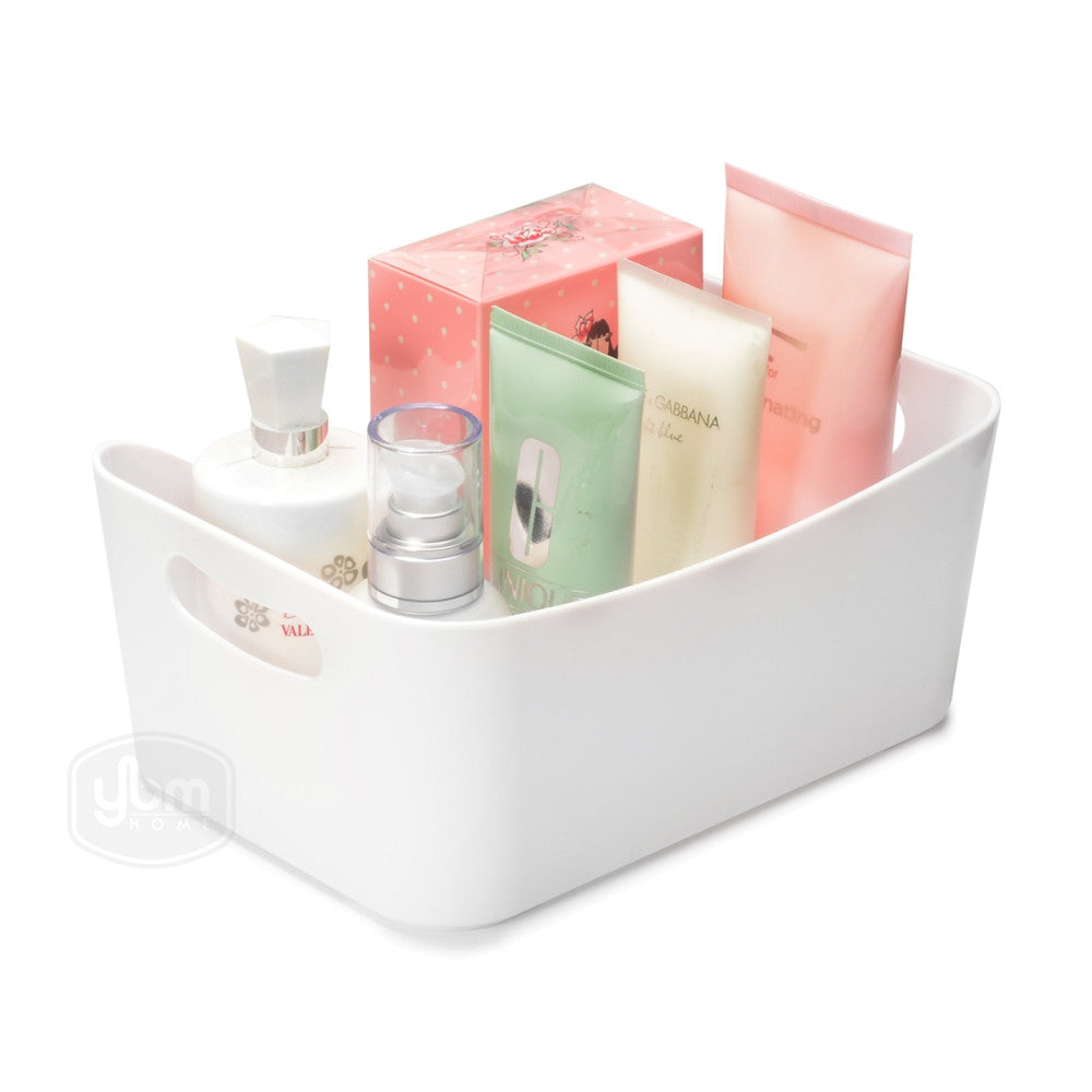 Open Storage Bin Small White Small Size Measures: 9.4 in. L x 6.6 in. W x 4 in. H