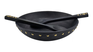 50684 WOOD/METAL STUDS BOWL - LARGE 12.00L X 12.00W X 3.00H