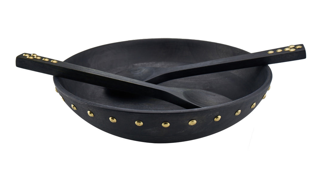 50684 WOOD/METAL STUDS BOWL - LARGE 12.00L X 12.00W X 3.00H