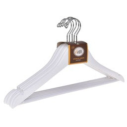 W040 Semi Curved Wooden Hanger, 17.5" Natural - 5 Pack