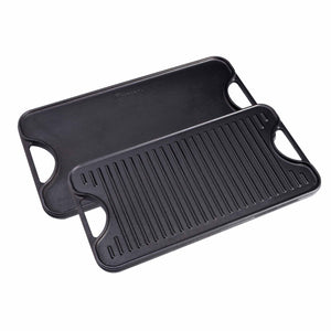 VICTORIA Rectangular Cast Iron Reversible Seasoned Griddle 18.5â€ x 10â€