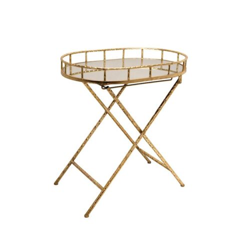 12283-03 OVAL GOLD METAL ACCENT TABLE, MIRROR TOP