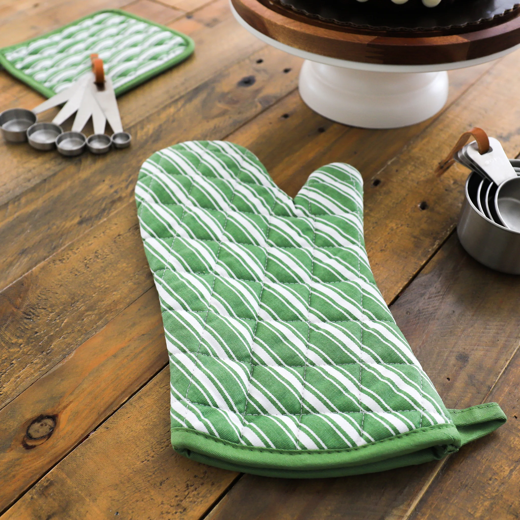 STRIPE POT MITT-GREEN