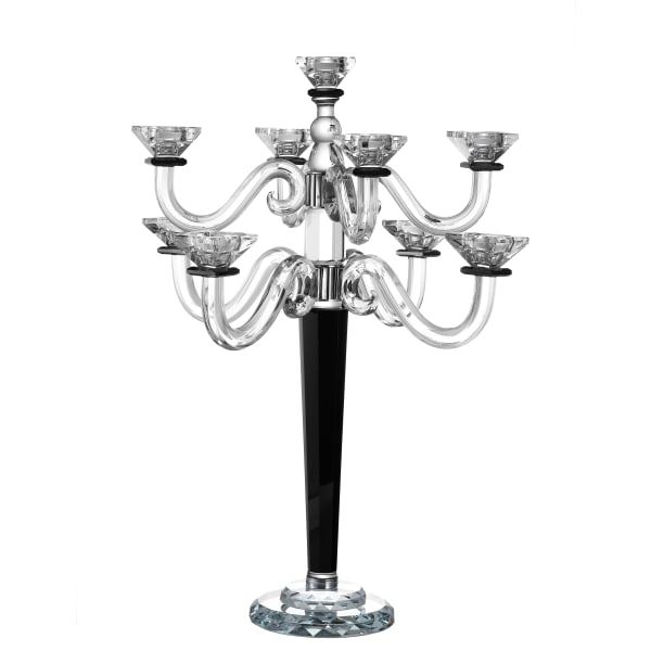 182954 Crystal And Black Candelabra 9 Branches 21.5