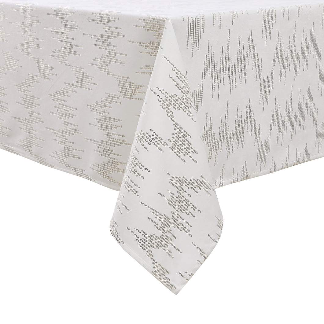 Tablecloth Velvet TC1400 - White Dotted Gold Foil Print. 70/108