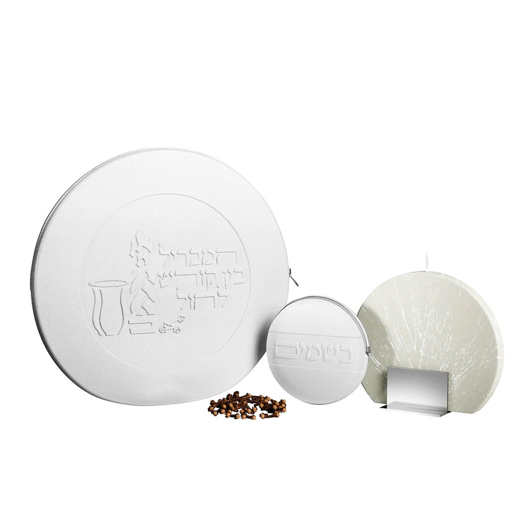 TFHSR01W Classic Havdalah Leather Set - White