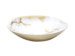 MB1071 12.5" White and Gold Marbleized Oval Bowl