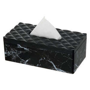 1238 Tissue Box Black W/ Marble Printing 10 x 5.1 x 3.6 inches