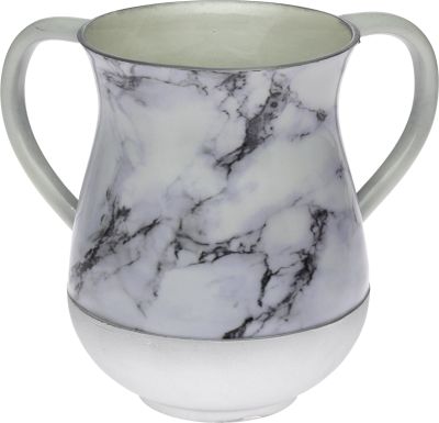 47147 Aluminium Washing Cup 13 cm - White Marble