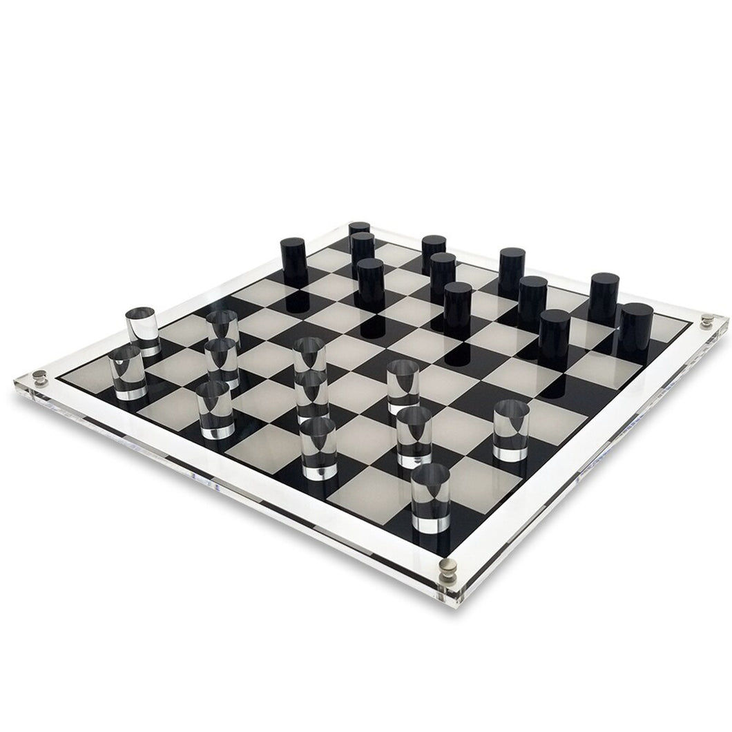 BBB42737 ACRYLIC CHECKERS SET - BLK/CLEAR