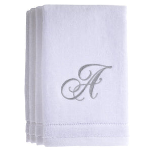 A - Cotton velour monogram towel - White