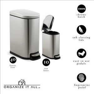 40L + 10L - DELUXE SLIM STEP TRASH CAN WITH