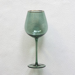 VD-P27-GR Vikko Decor - Platinum, Green with Gold Rim, Wine Glass, 27 oz