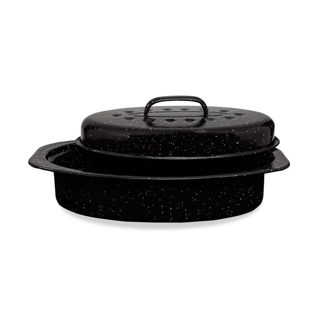 Millvado - Granite Small Oval Roaster With Lid , 13