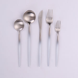 VF-10-VWSO Vera, Brushed White And Silver Service For 4