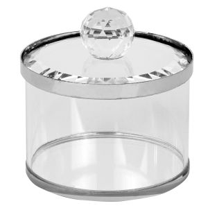 181528 Crystal Honey Dish Silver Rim 2x2.5