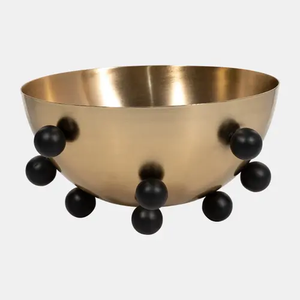 18148 METAL, 13" BUBBLE BOWL, GOLD/BLACK