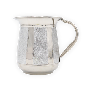 WC870 Wash Cup Stainless Steel With Silver Glitter vertical stripes - 5.5"H