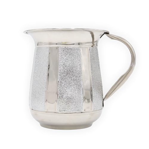 WC870 Wash Cup Stainless Steel With Silver Glitter vertical stripes - 5.5