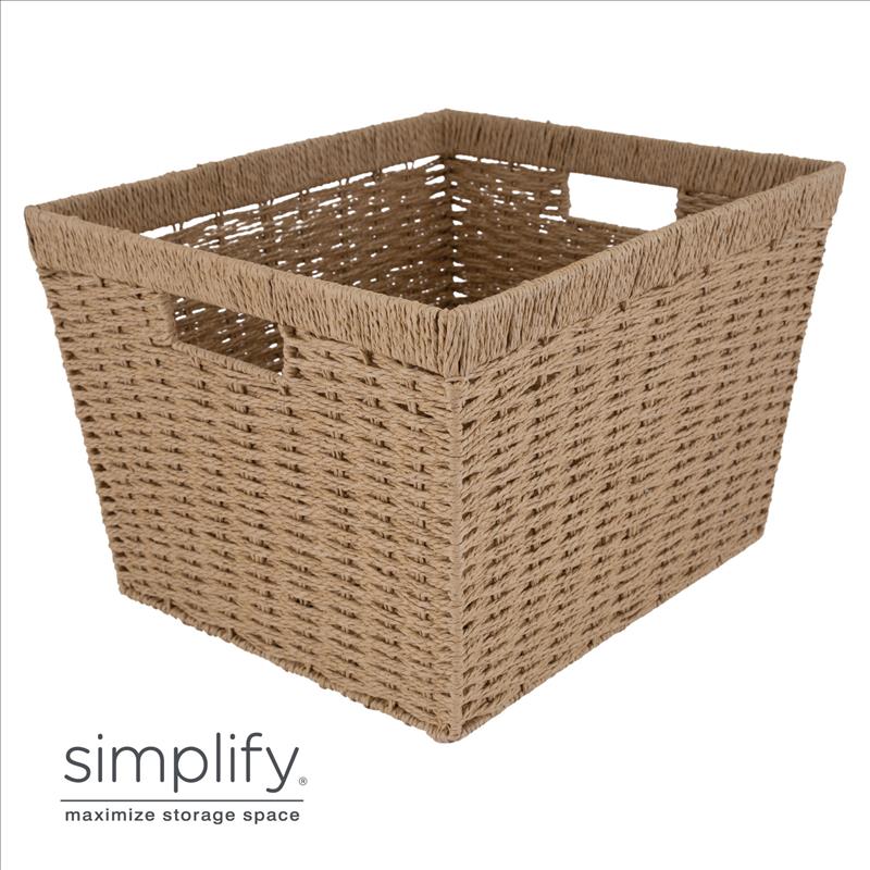 Paper Rope Dutch Weave - Med Storage Basket W.handle 12x10x8