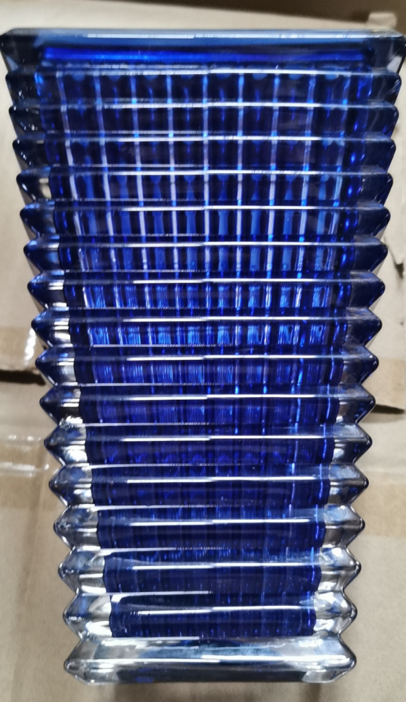 TAJ Designs Crystal  Square Vase Cobalt