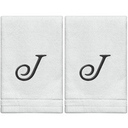 MWJ-07199 J - Cotton velour monogram toweWhite/Black