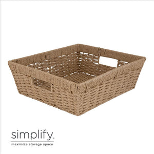 Paper Rope Dutch Weave - Large Shelf Storage Basket W.handle - 15x13x5