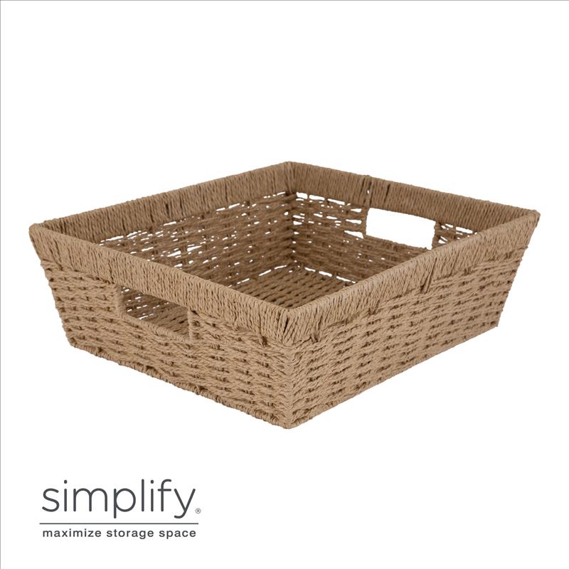 Paper Rope Dutch Weave - Large Shelf Storage Basket W.handle - 15x13x5