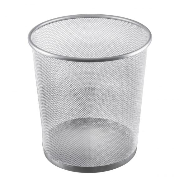 Mesh Round Wastebasket Large Black Silver