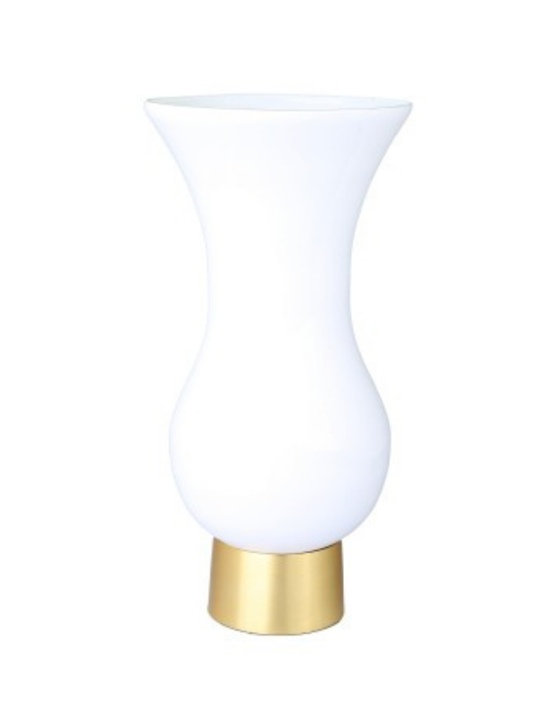 CRV822W White S-Shaped Glass Vase with Gold Base