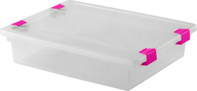 STORAGE-LATCH–14.x11x3.25″ CLEAR W/ PINK CLIP