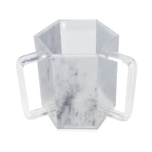 New Washing Cup Hex Shape -White Marble
