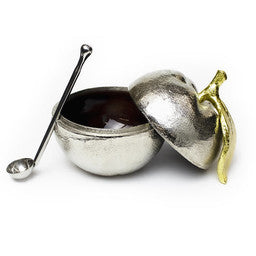 J-HDRA-AS Apple Shaped Steel Honey Dish with Miniature Ladle