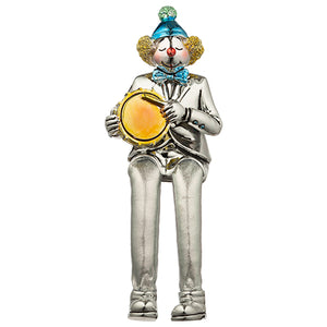 UK46033 Polyresin Clown Figurine With Cloth Legs 12 Cm- Drum Player