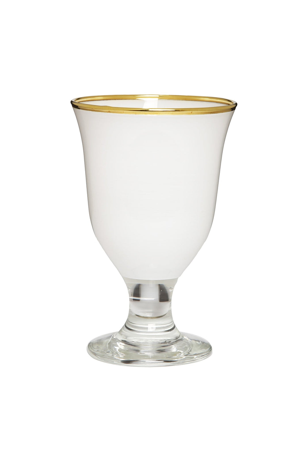 GWG3699W Short Stem Water Glasses White with Clear Stem and Gold Rim