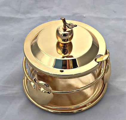 P393 S/P HONEY DISH-- GOLD APPLE