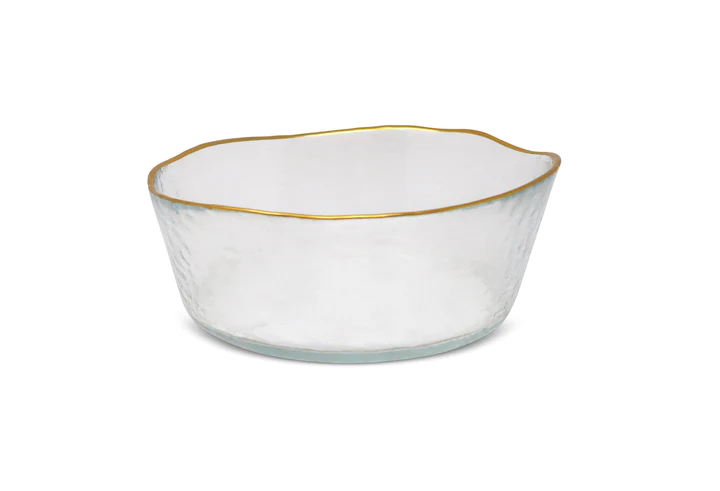 VSB3823 Organic Shaped Soup Bowls Clear with Gold Trim