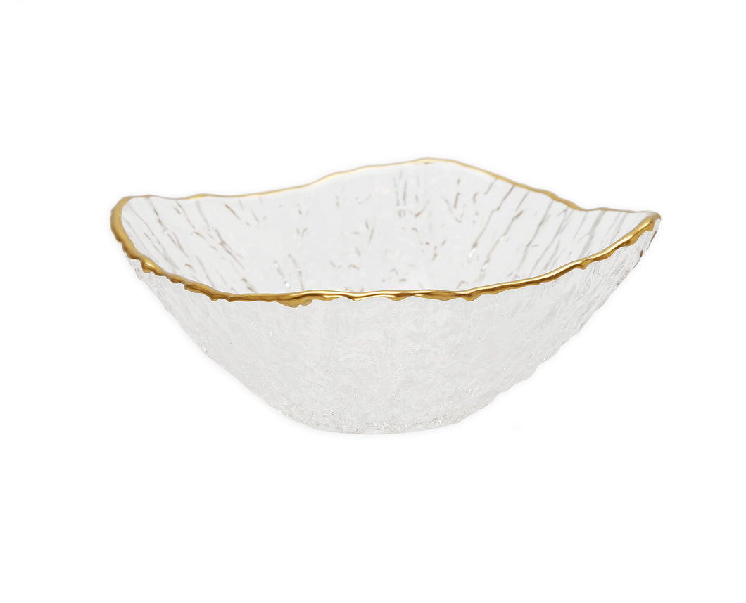 CB2525 Crushed Glass Square Soup Bowls with Gold